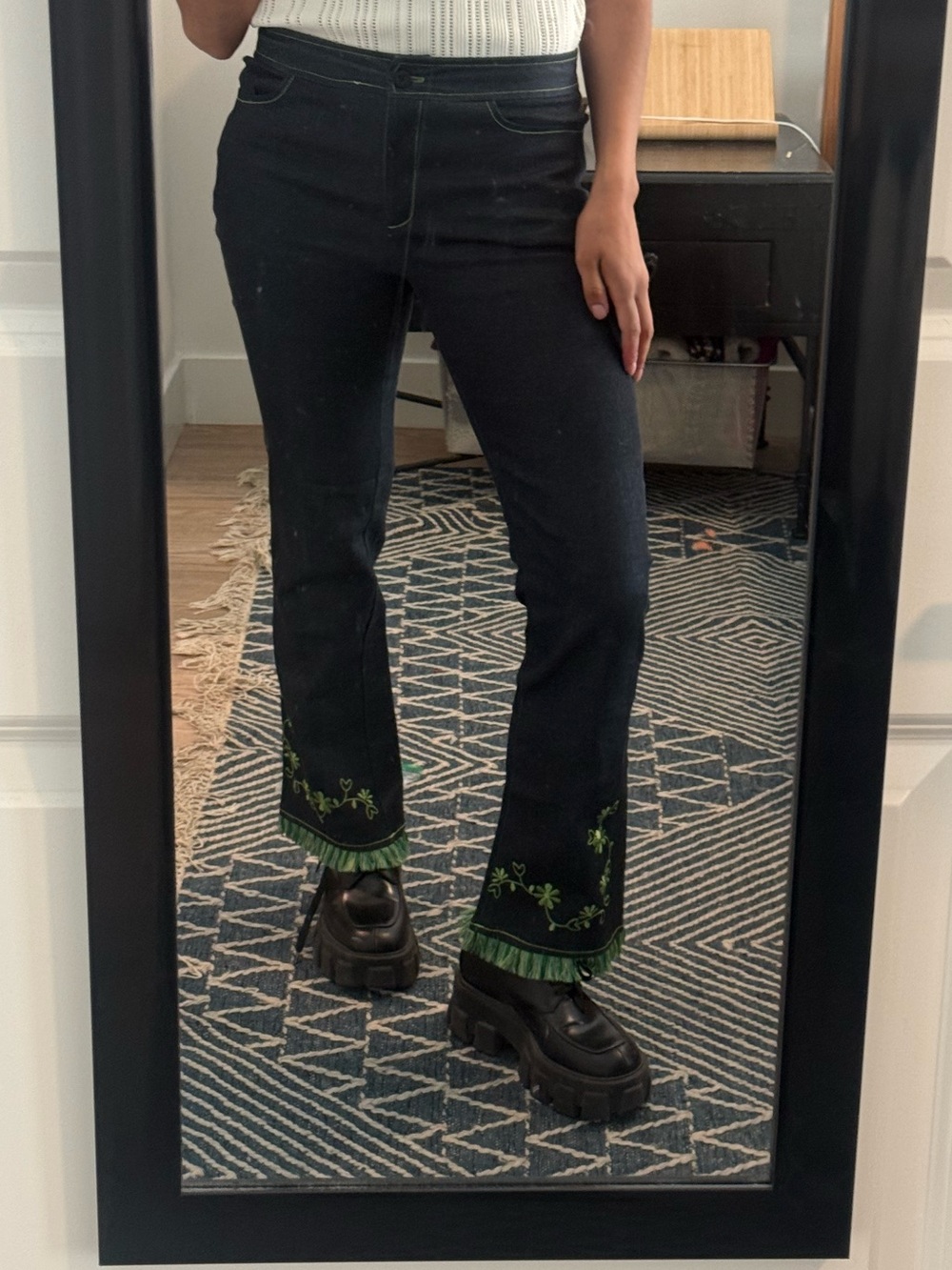 VINTAGE RARE SOLE MIO EMBROIDERED PANTS Y2K sz S
